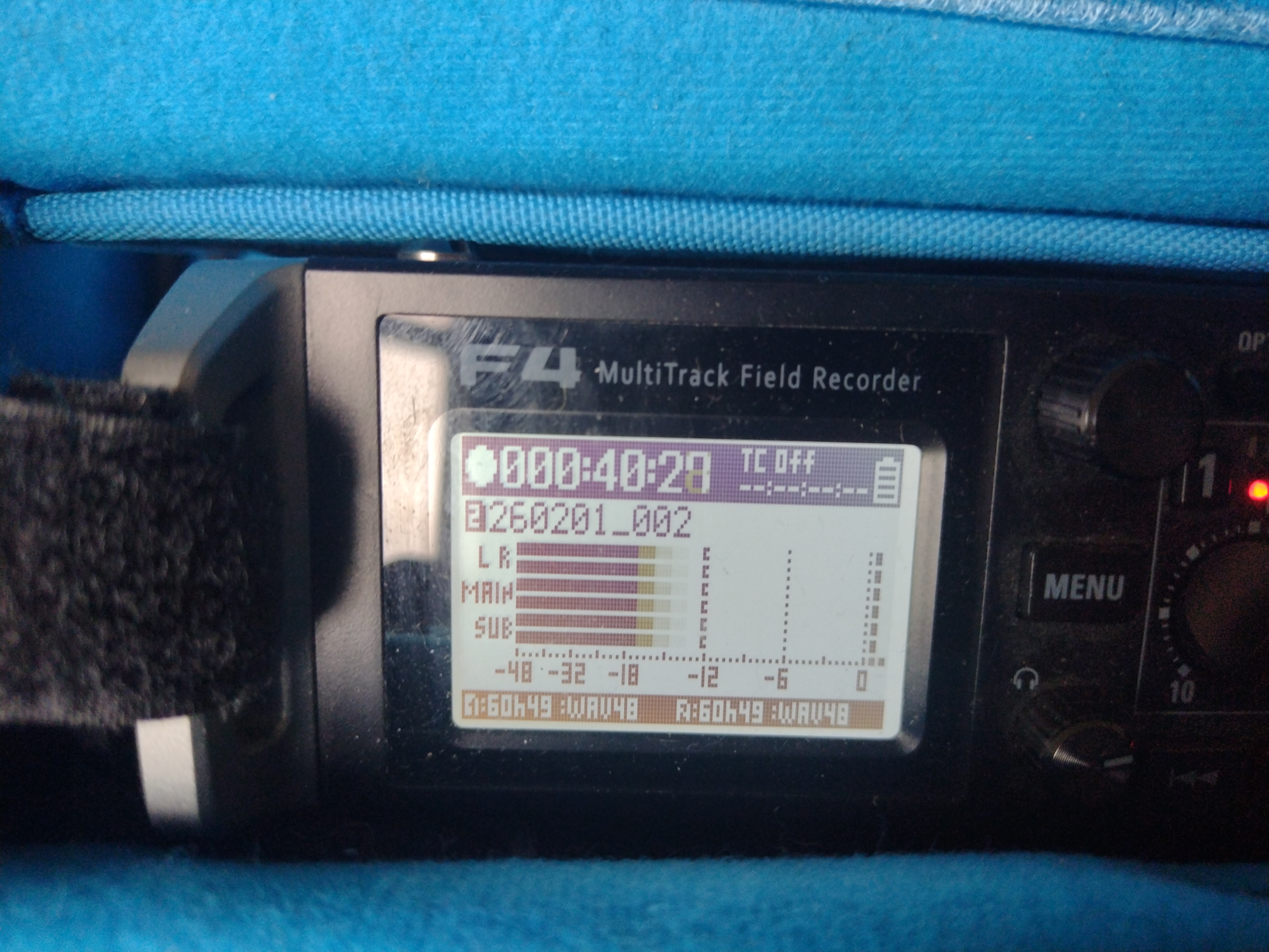 optager-levels på zoom f4 fra optagelsen af FOSDEM 26 episoden af SFP